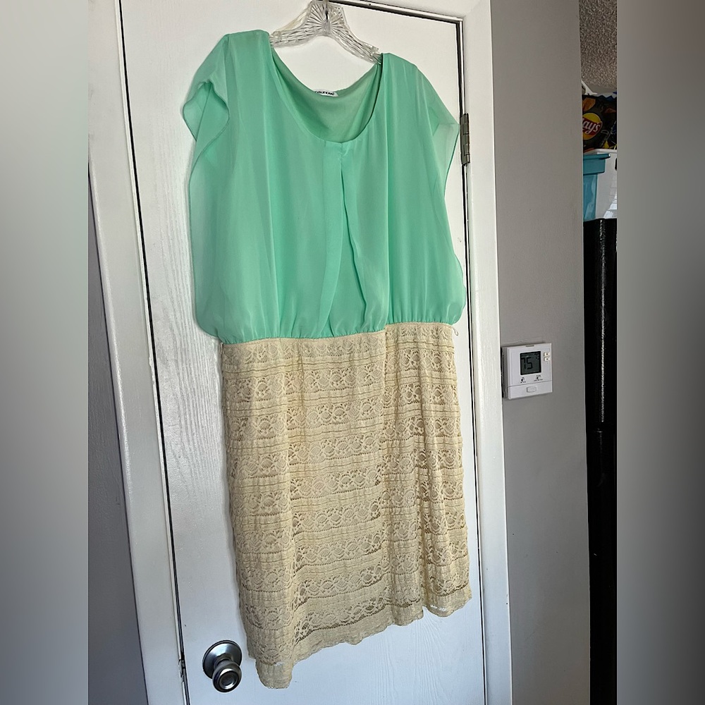 Plus size- Maurice's size 3. Mint green and cream dress.